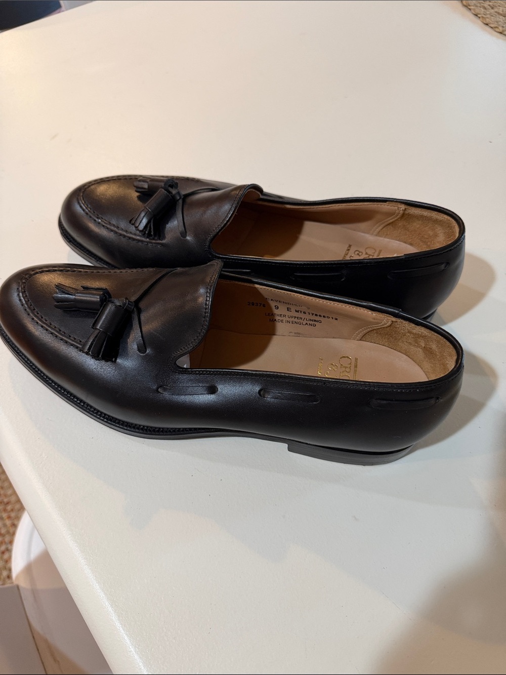 Crockett & Jones Men's Black Leather Tassel Loafers Sz 9.  Bag8